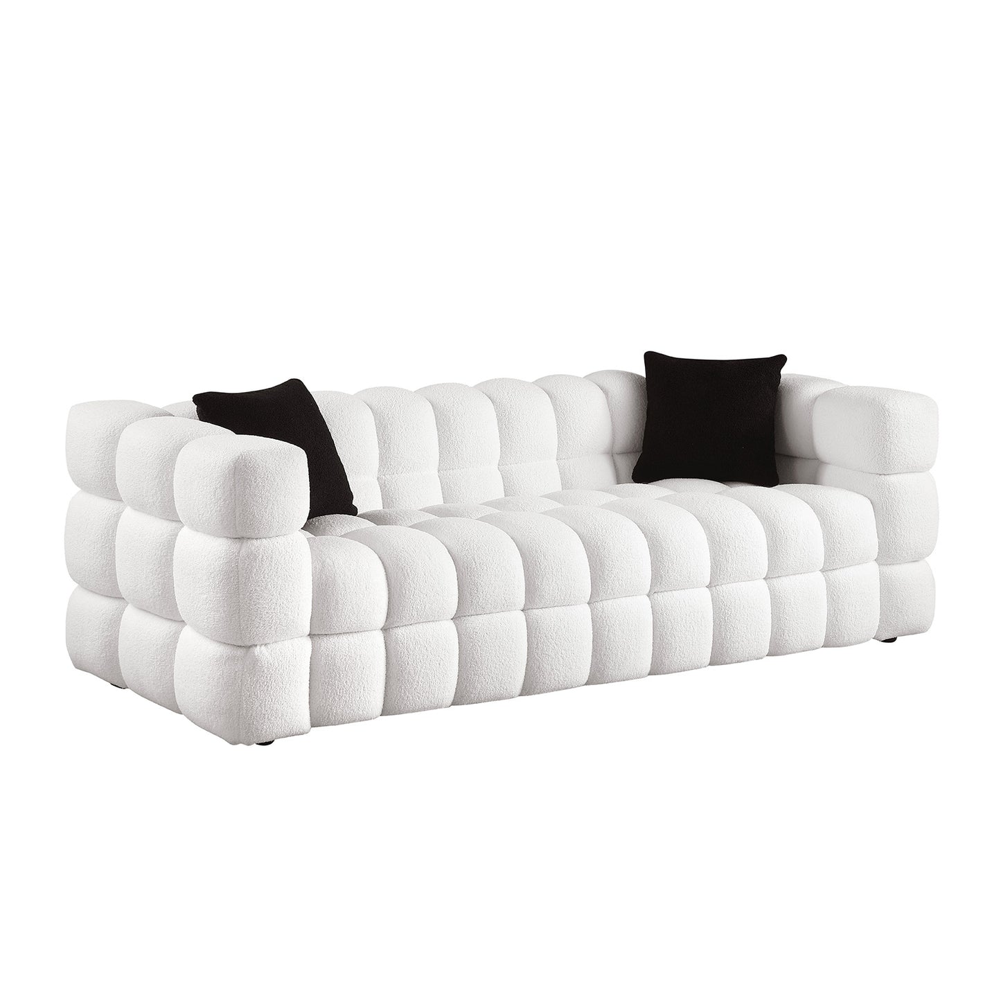 （有白/黑/绿、2/3人座）84.3 length ,35.83" deepth ,human body structure for USA people, marshmallow sofa,boucle sofa ,White color,3 seater