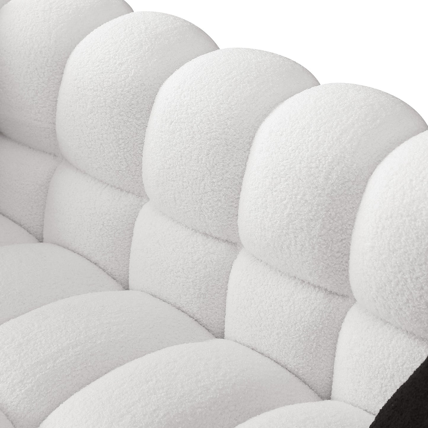 （预计1.01-1.08到货）62.2length ,35.83" deepth ,human body structure for USA people, marshmallow sofa,boucle sofa ,White color,3 seater