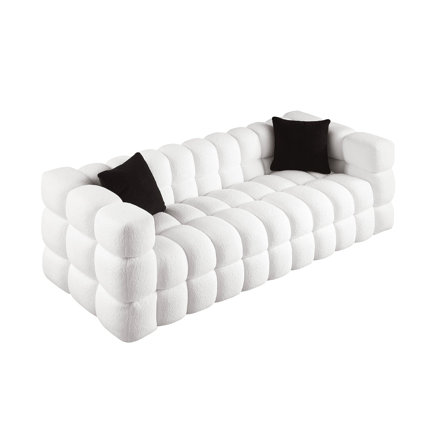 （有白/黑/绿、2/3人座）84.3 length ,35.83" deepth ,human body structure for USA people, marshmallow sofa,boucle sofa ,White color,3 seater