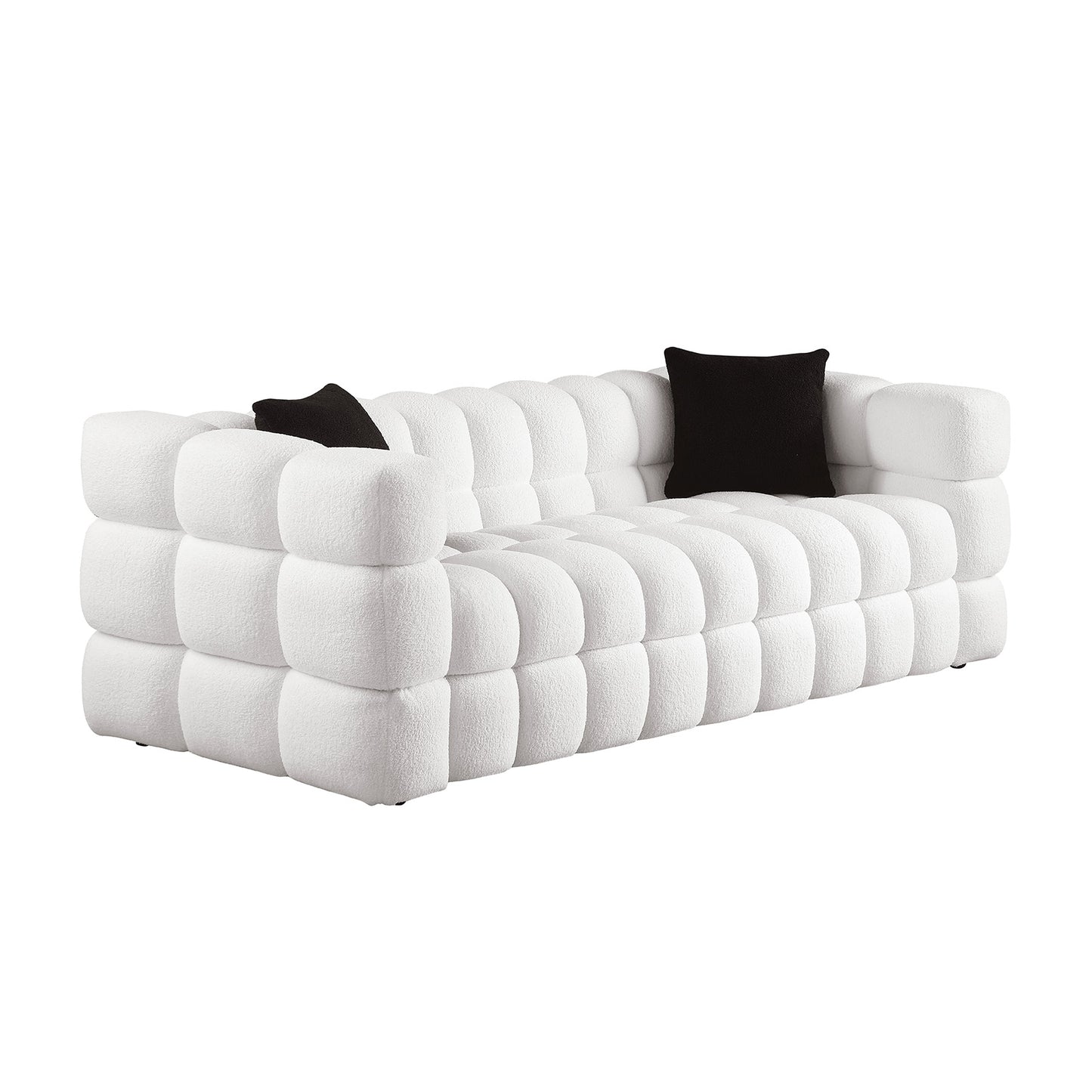 （有白/黑/绿、2/3人座）84.3 length ,35.83" deepth ,human body structure for USA people, marshmallow sofa,boucle sofa ,White color,3 seater