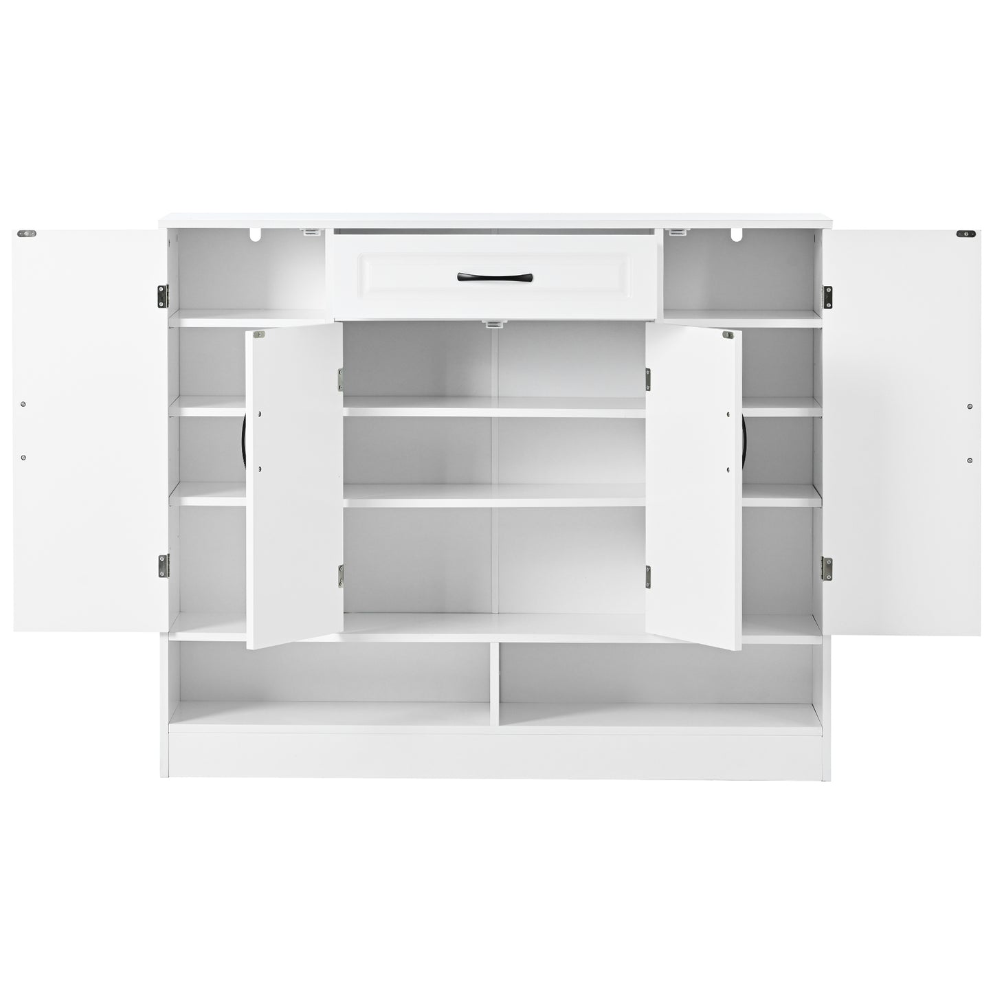 ON-TREND Sleek and Modern Shoe Cabinet with Adjustable Shelves, Minimalist Shoe Storage Organizer with Sturdy Top Surface, Space-saving Design Side Board for Various Sizes of Items, White