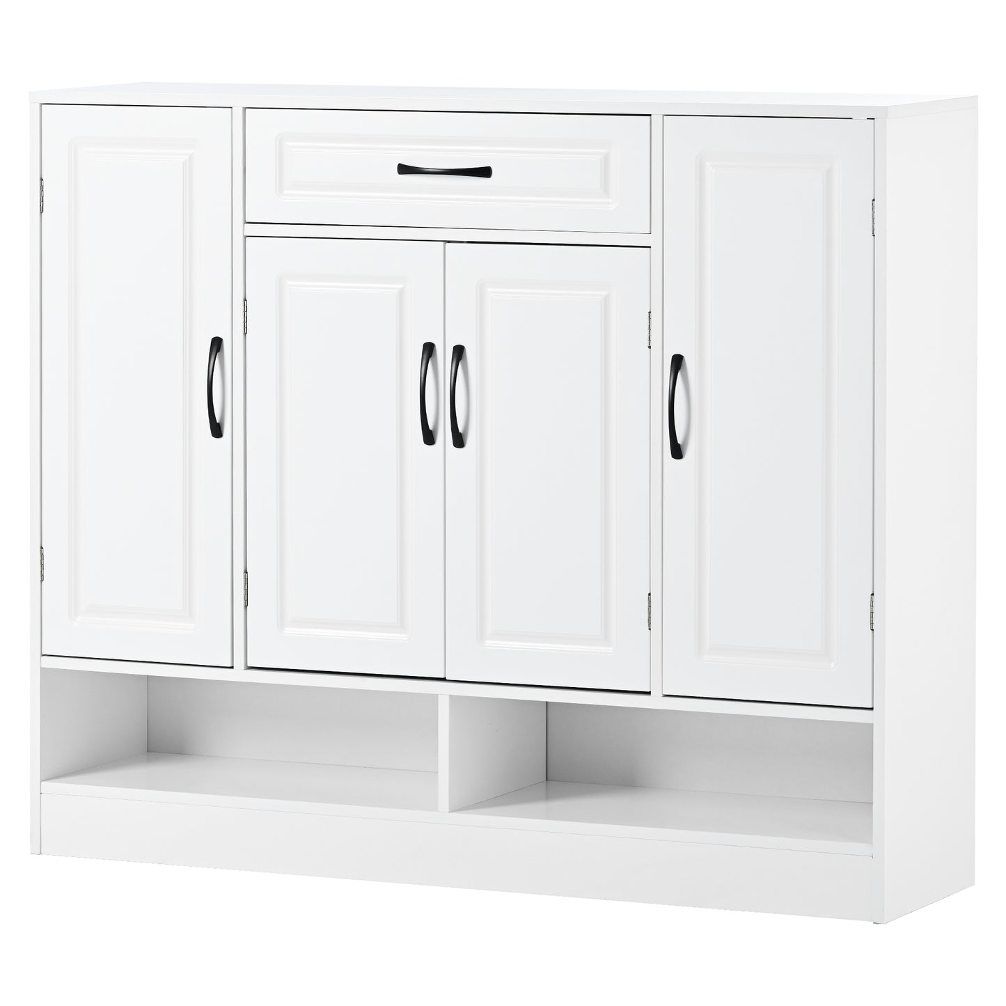 ON-TREND Sleek and Modern Shoe Cabinet with Adjustable Shelves, Minimalist Shoe Storage Organizer with Sturdy Top Surface, Space-saving Design Side Board for Various Sizes of Items, White