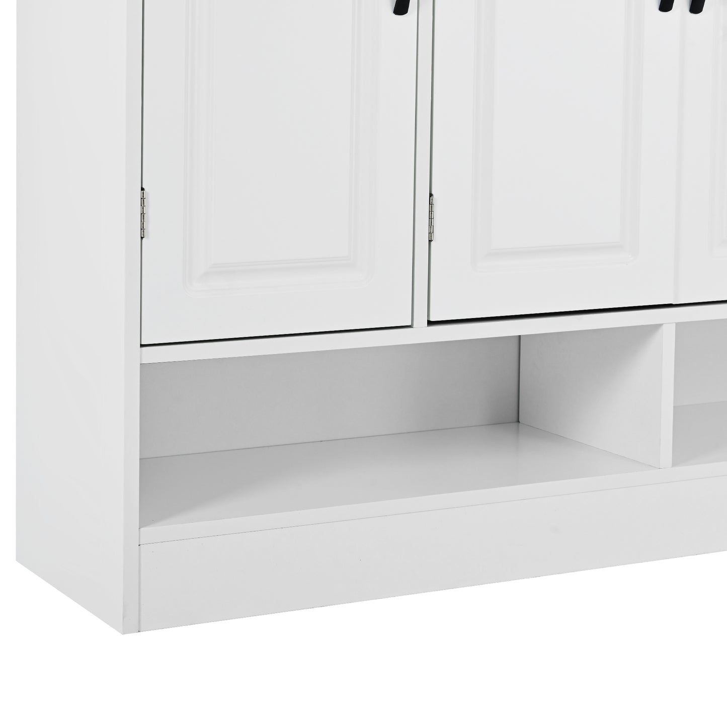 ON-TREND Sleek and Modern Shoe Cabinet with Adjustable Shelves, Minimalist Shoe Storage Organizer with Sturdy Top Surface, Space-saving Design Side Board for Various Sizes of Items, White