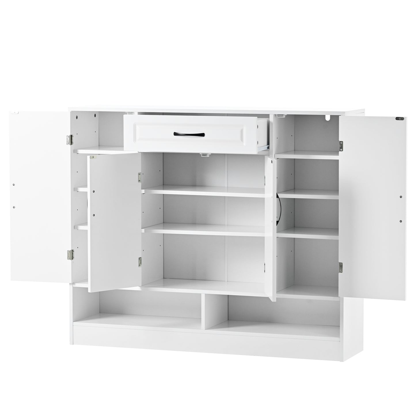 ON-TREND Sleek and Modern Shoe Cabinet with Adjustable Shelves, Minimalist Shoe Storage Organizer with Sturdy Top Surface, Space-saving Design Side Board for Various Sizes of Items, White