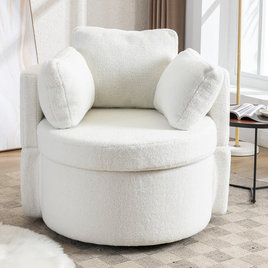 Swivel And Storage Chair For Living Room,Ivory