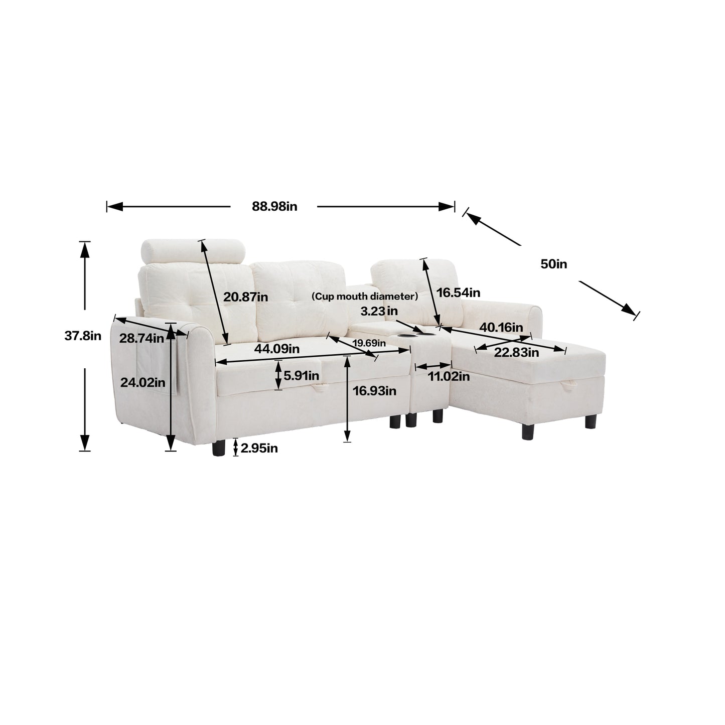 UNITED WE WIN storage sofa /Living room sofa cozy sectional sofa