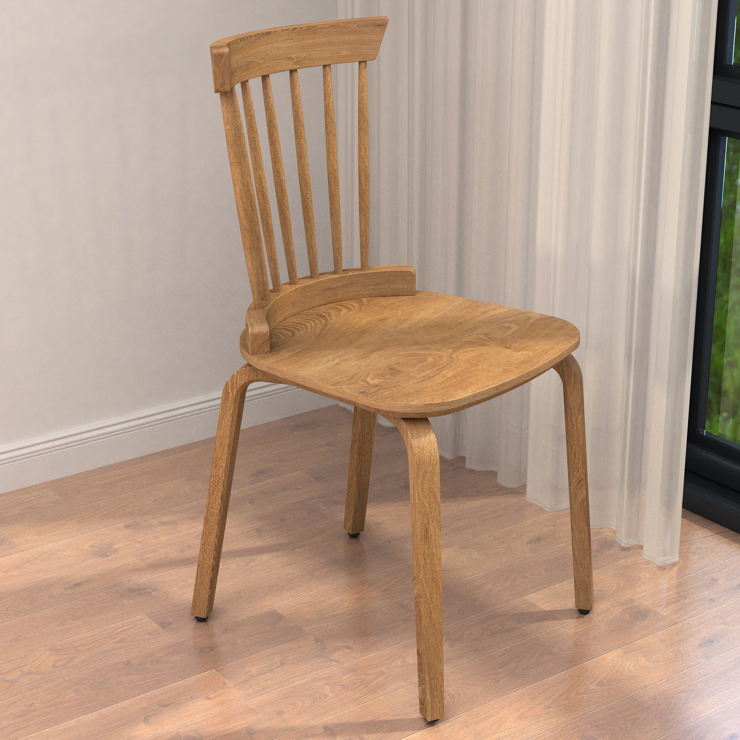 Solid Wood Slat Back Windsor Chair (Set of 2)