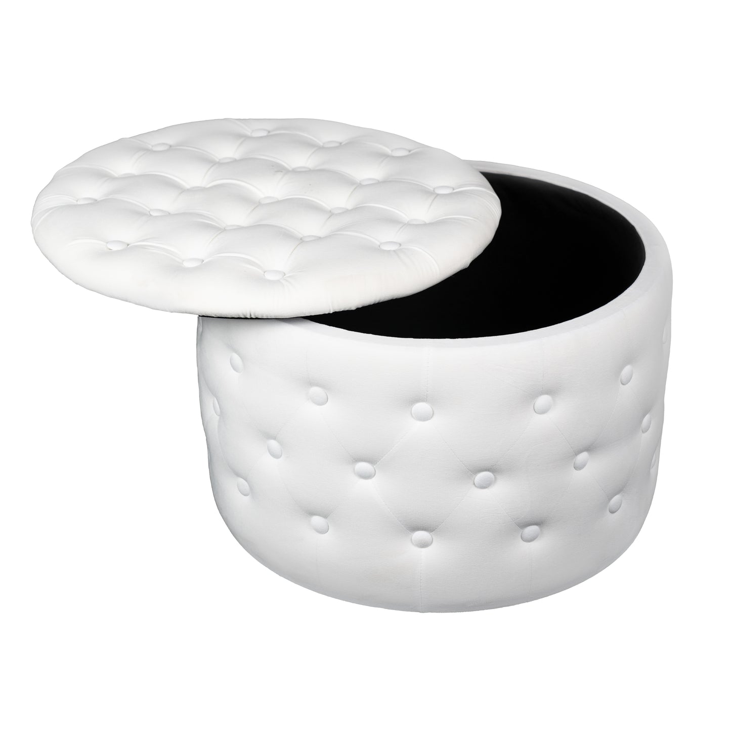 （缺货）Round Velvet upholstered Storage Ottoman,Footrest