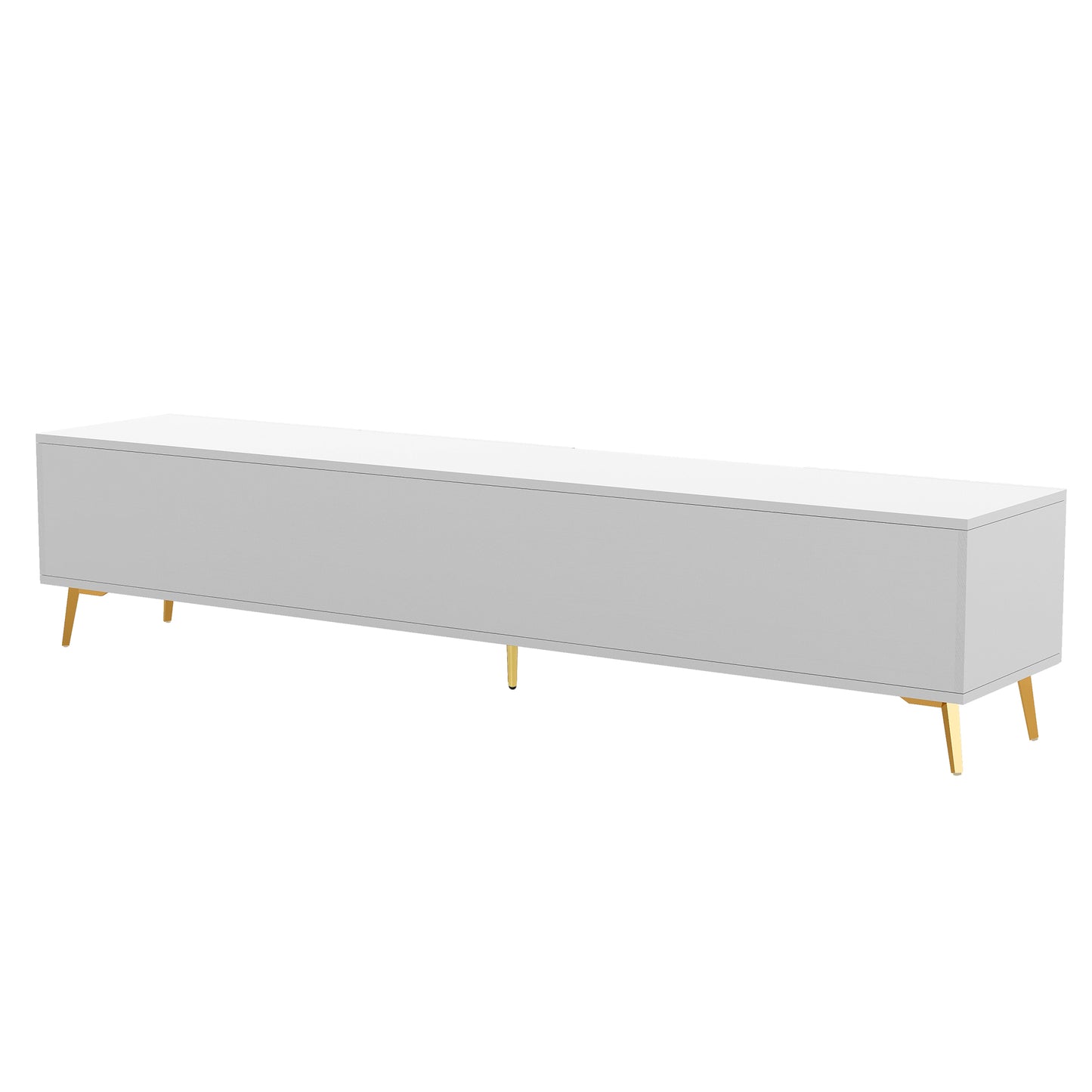 U-Can Modern TV Stand with 5 Champagne legs - Durable, stylish, spacious, versatile storage TVS up to 77" (White)