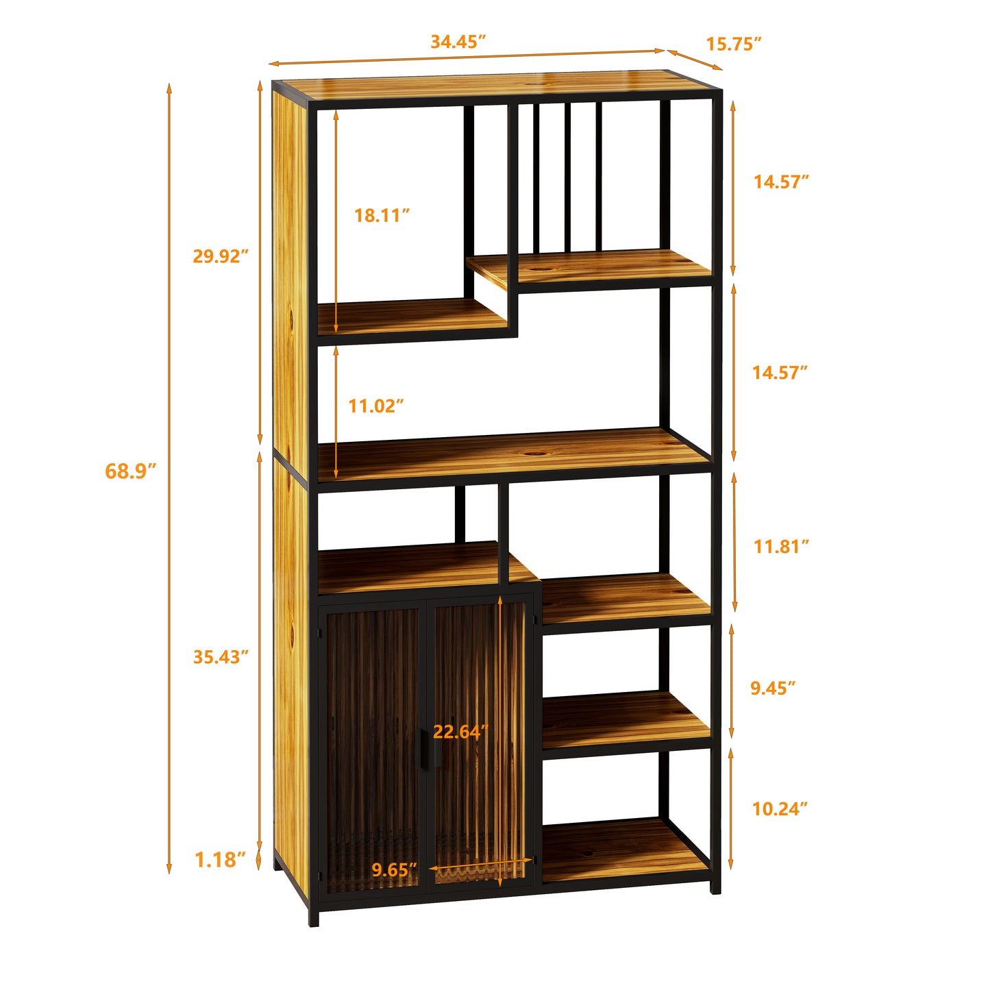 Multipurpose Bookshelf Storage Rack, with Enclosed Storage Cabinet,for Living Room,Home Office,Kitchen(Combined Type)