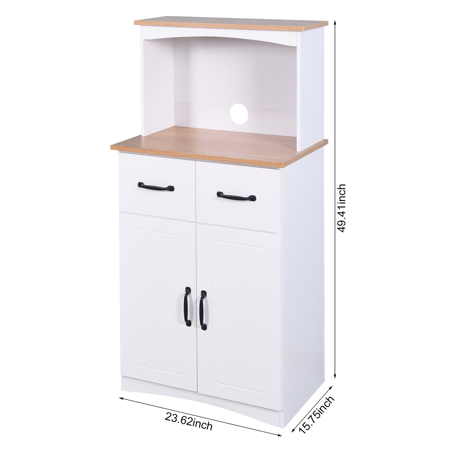 Wooden Kitchen Cabinet White Pantry Storage Microwave Cabinet with Storage Drawer