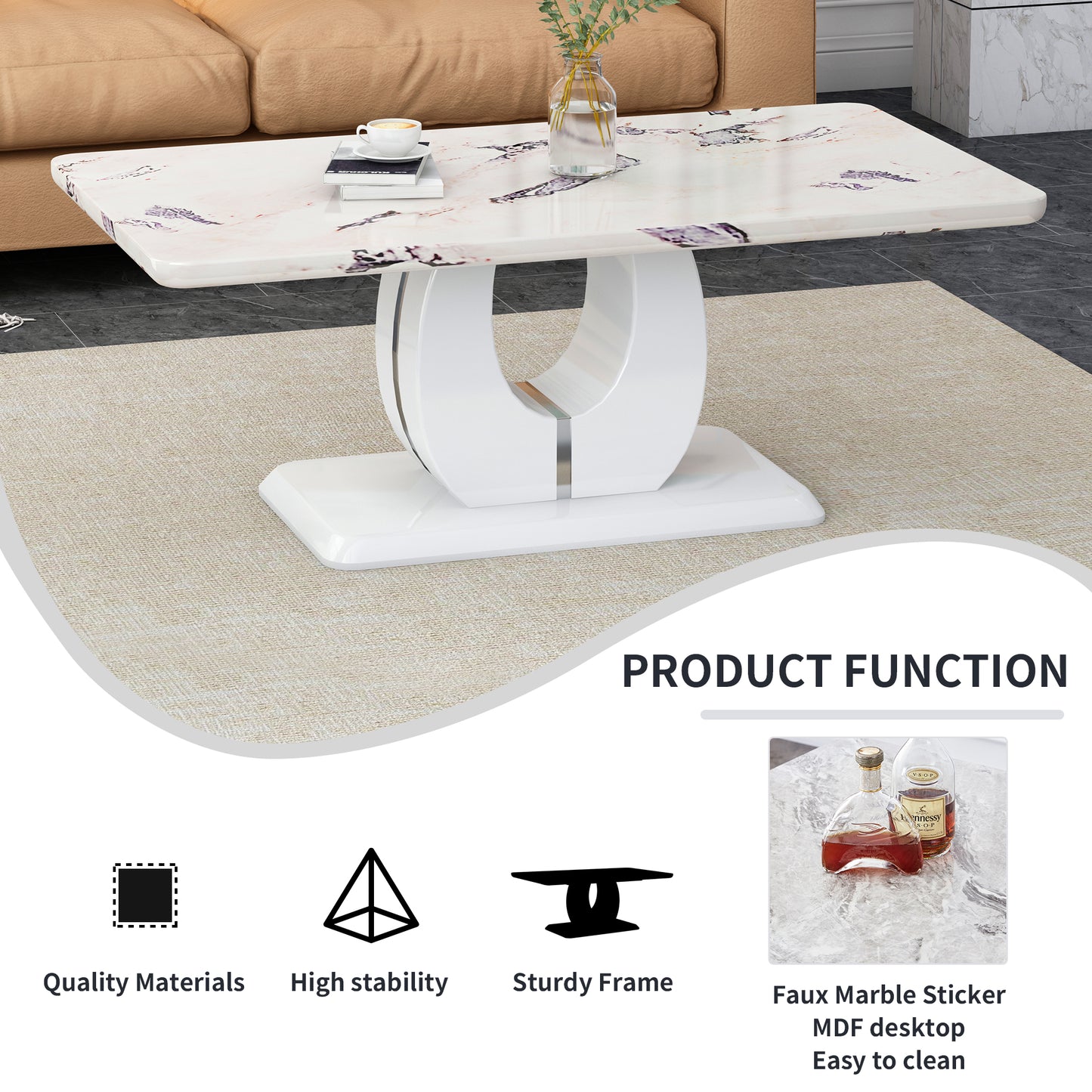 Modern simple luxury imitation marble dining table rectangular coffee table. The computer desk. The game table. Suitable for dining room, living room, terrace, kitchen