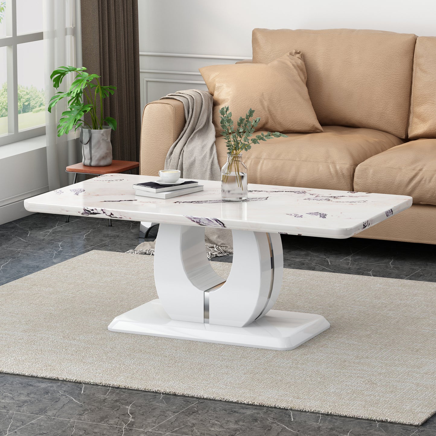 Modern simple luxury imitation marble dining table rectangular coffee table. The computer desk. The game table. Suitable for dining room, living room, terrace, kitchen