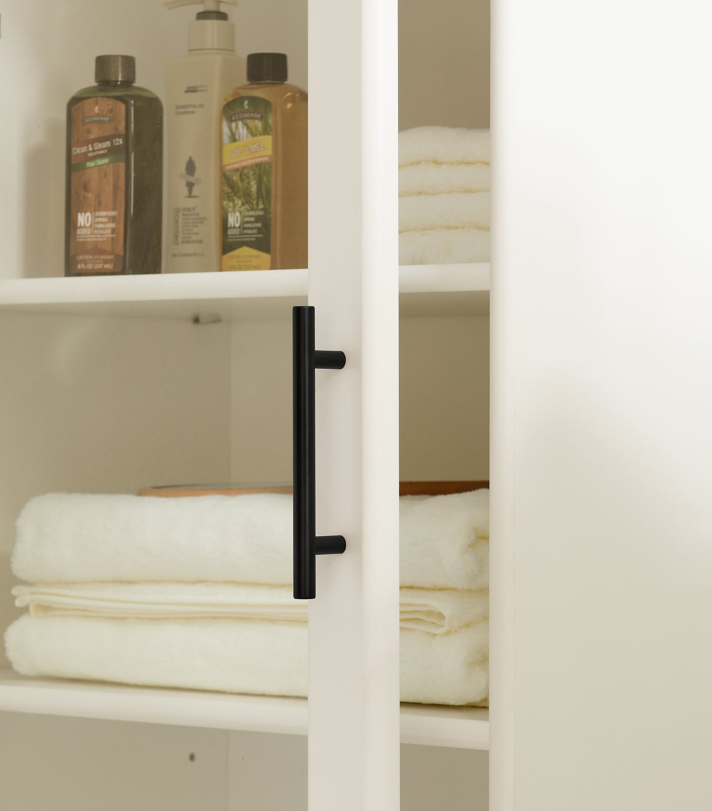 Modern Bathroom Storage Cabinet & Floor Standing cabinet with Glass Door with Double Adjustable Shelves and One Drawer, Extra Storage Space on Top, White(19.75"×13.75"×46")