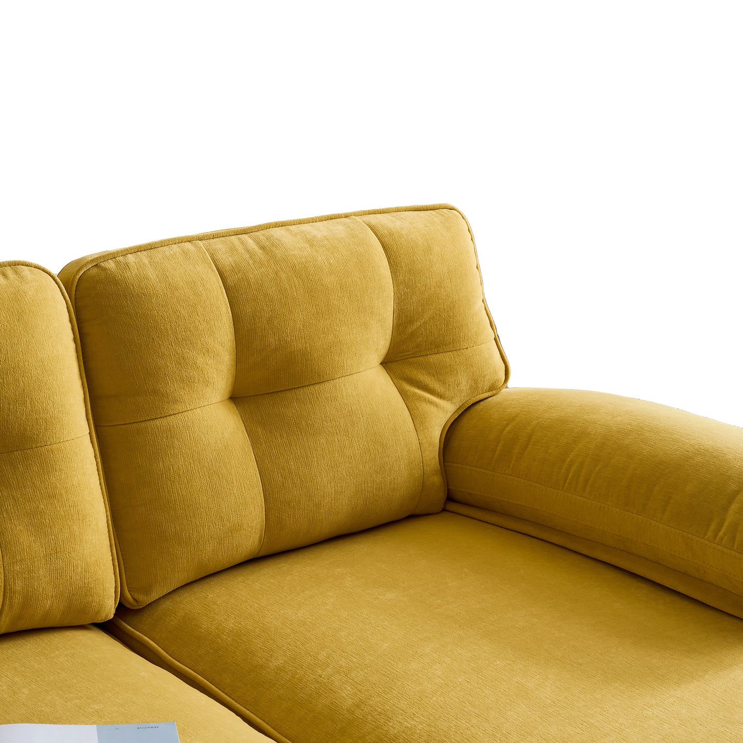 （缺货）83" Modern Sectional Sofas Couches Velvet L-Shaped Couches for Living Room, Bedroom, Yellow