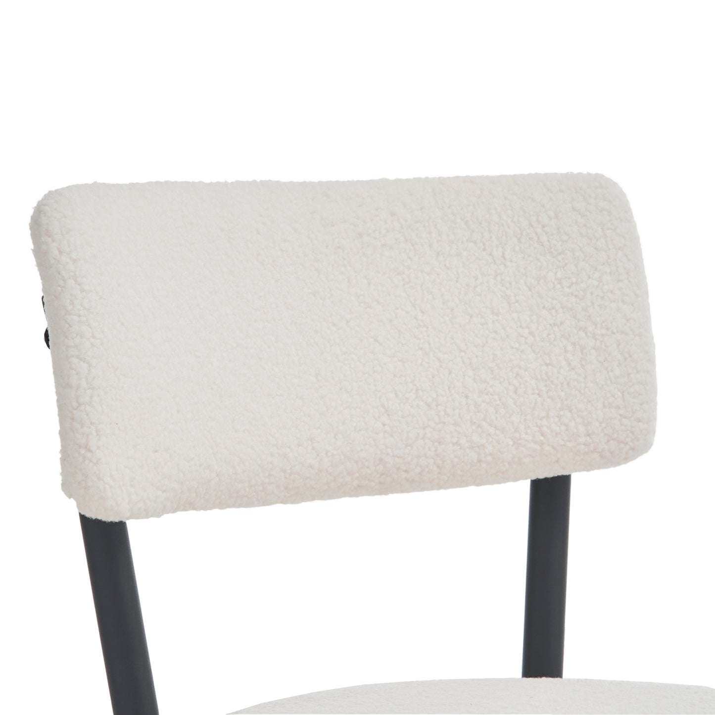 （缺货）Set of 2 modern teddy fabric upholstered bar stools - Metal base high stool - Suitable for kitchen, dining and living room - Beige - Stylish and comfortable island seating