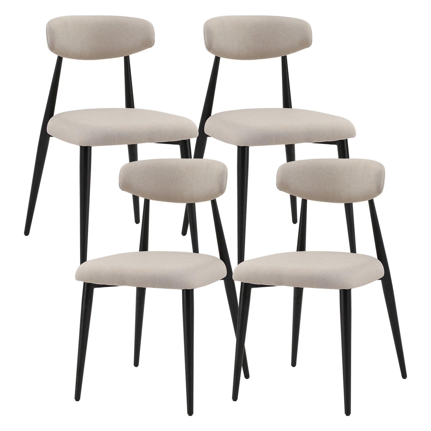 Dining Chairs set of 4, Upholstered Chairs with Metal Legs for Kitchen Dining Room Light Grey