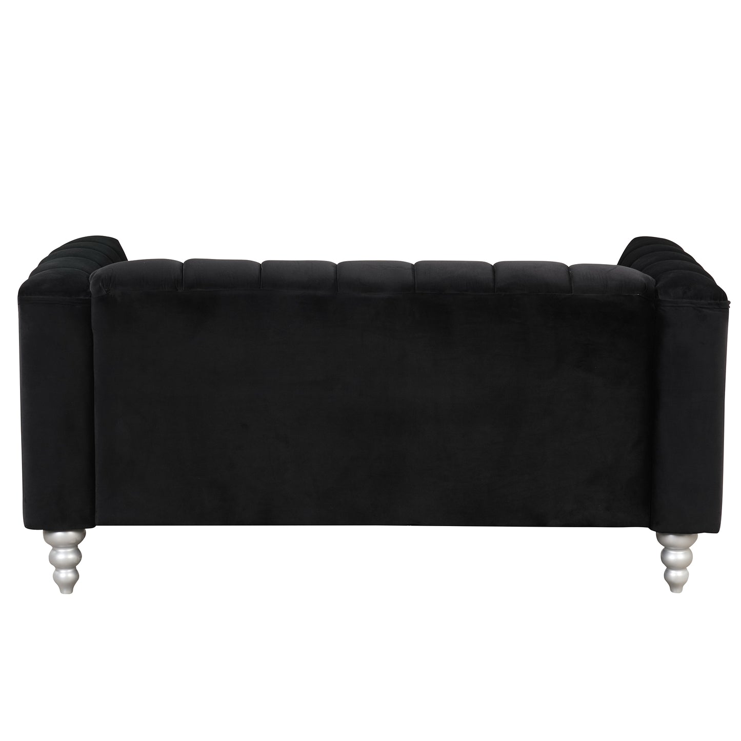 63" Modern Sofa Dutch Fluff Upholstered sofa with solid wood legs, buttoned tufted backrest,black