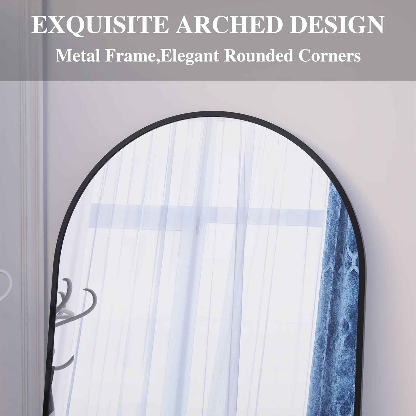 Arch Full Length Mirror 71"×32" Big Full Body Mirror for Bedroom Oversized Floor Mirror Large Standing Mirror Living Room Dressing Mirror Leaning Against Wall, Metal Frame, Black