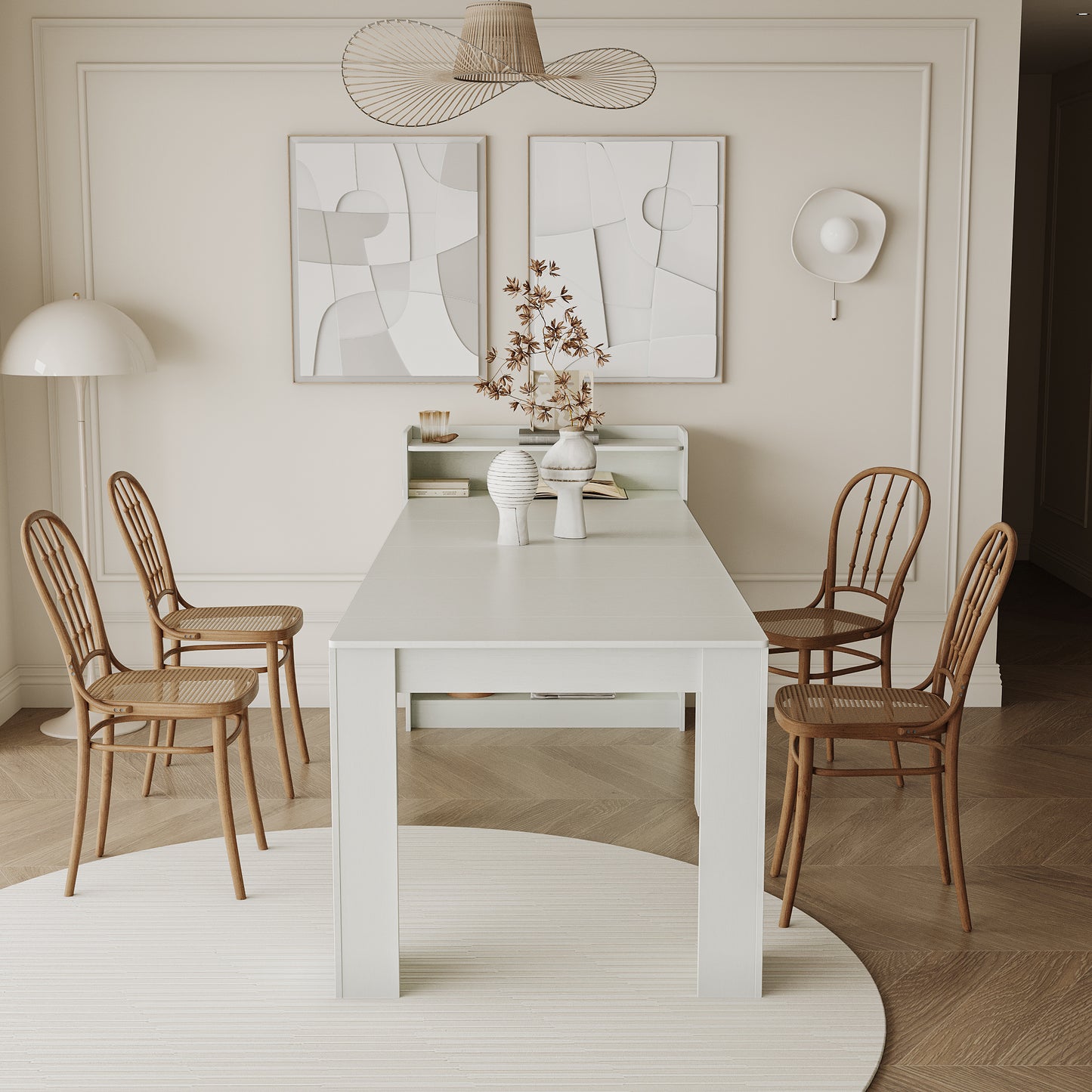 Modern Extendable Dining Table with Storage