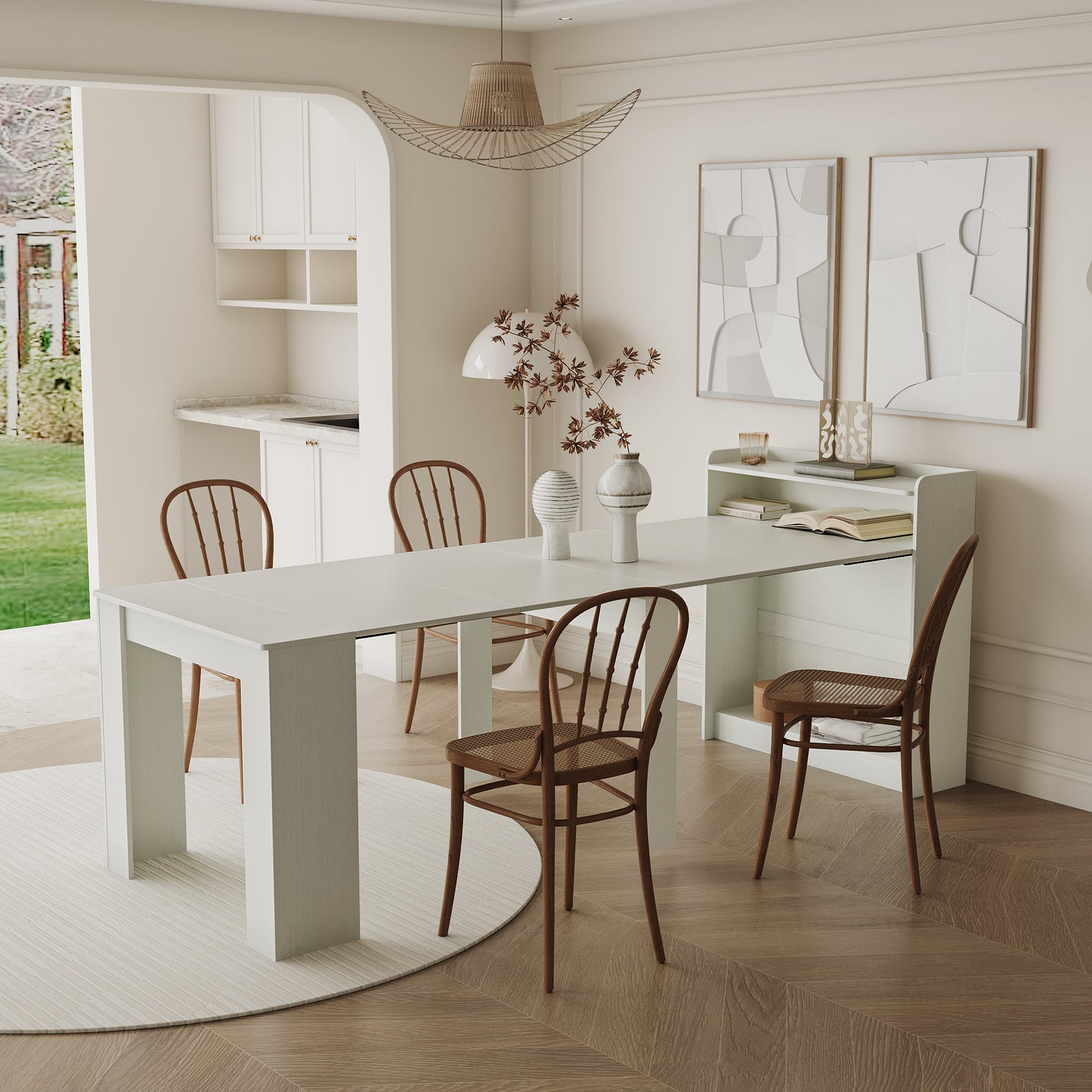 Modern Extendable Dining Table with Storage