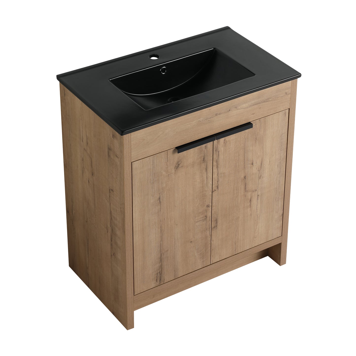 30" Freestanding Bathroom Cabinet With Basin & 2 Soft-Close Cabinet Doors ((KD-PACKING),BVB02430IMO-BL9075BK