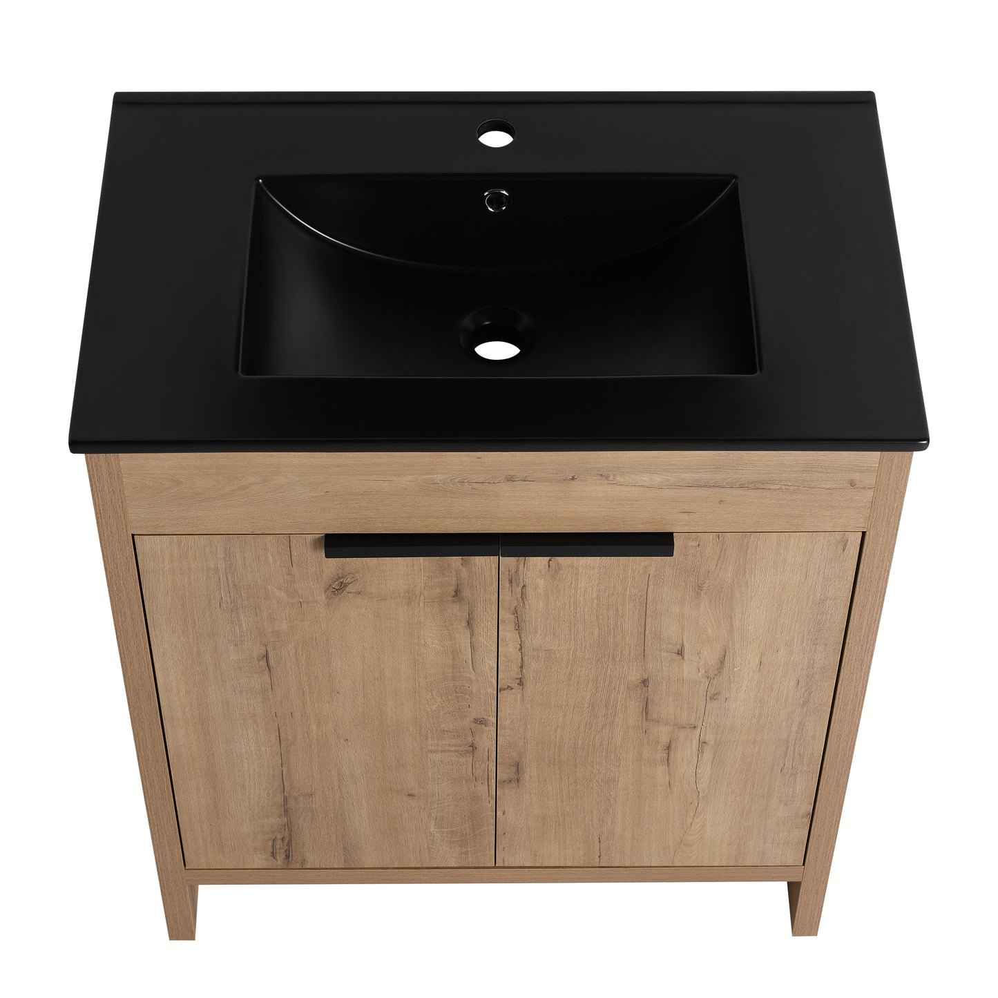 30" Freestanding Bathroom Cabinet With Basin & 2 Soft-Close Cabinet Doors ((KD-PACKING),BVB02430IMO-BL9075BK