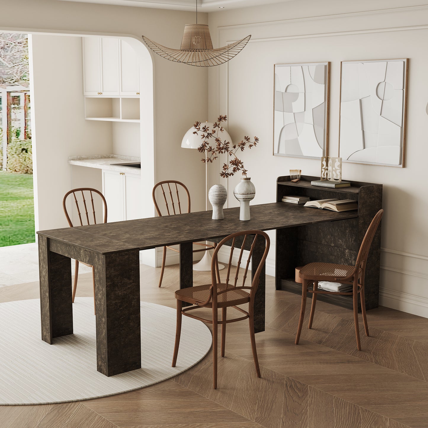 Modern Extendable Dining Table with Storage