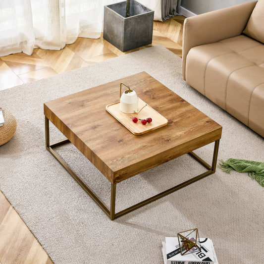 Modern rectangular coffee table, dining table. MDF desktop with metal legs. Suitable for restaurants and living rooms. The size :31.5"*31.5"*14.37"