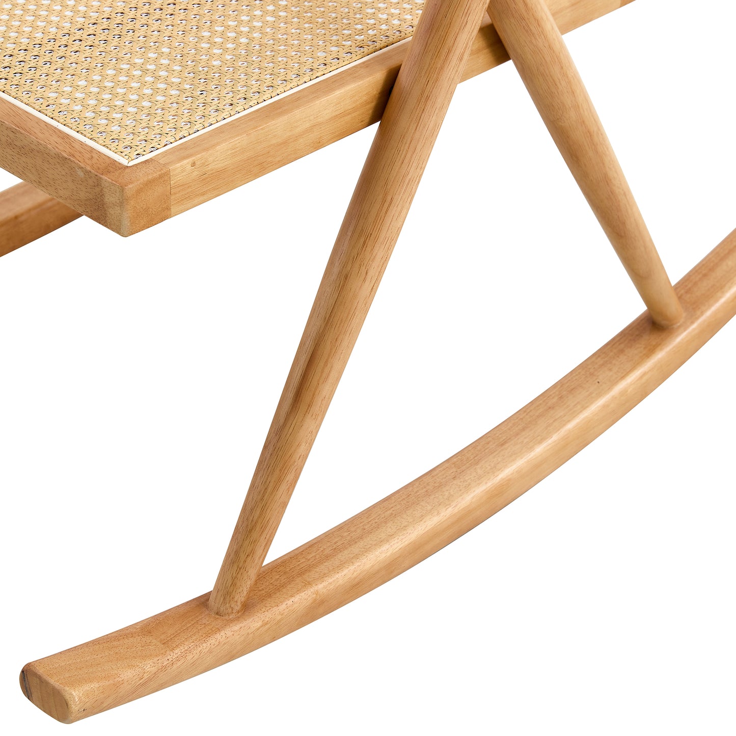 Solid wood+imitation rattan rocking chair allows you to relax quietly indoors and outdoors, enhancing your sense of relaxation, suitable for balconies, gardens, and camping sites