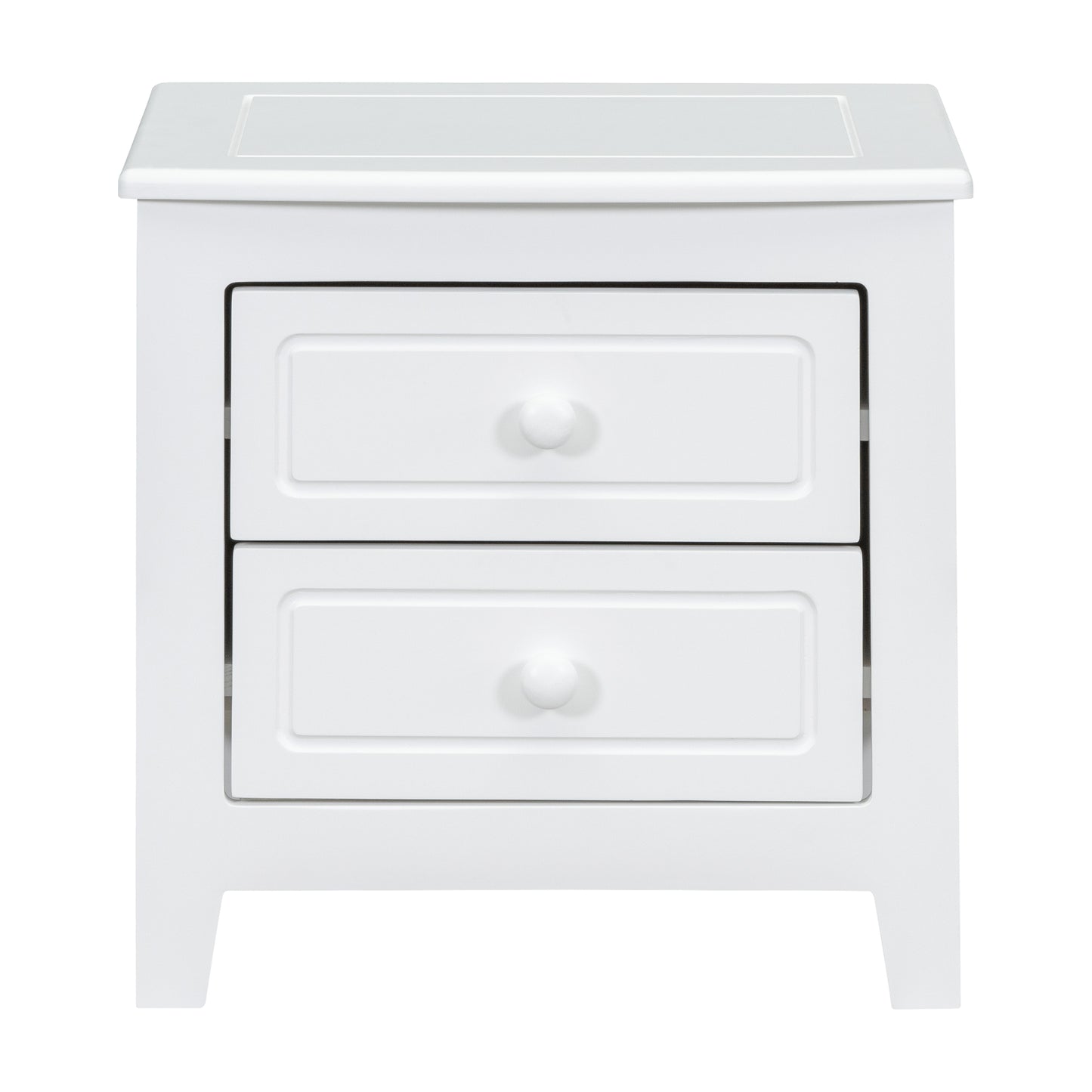 2-Drawer Nightstand for Bedroom, Mid Century Retro Bedside Table with Classic Design,White