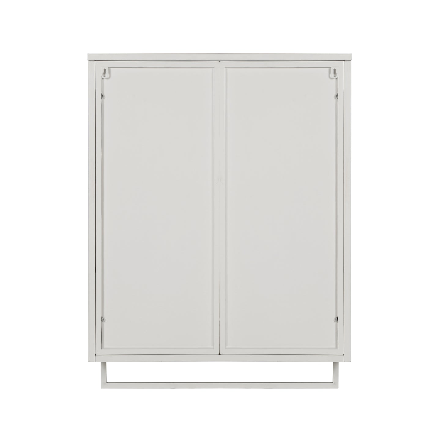 23.62"Glass Doors Modern Two-door Wall Cabinet with Featuring Two-tier Enclosed Storage, an Open Shelf, and Towel Rack, for Entryway Living Room Bathroom Dining Room