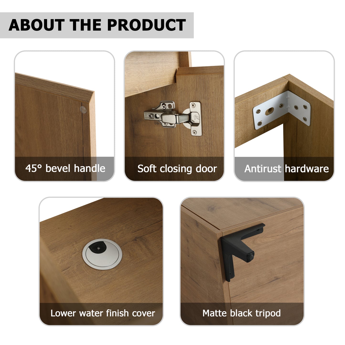 48" Freestanding Bathroom Vanity With Double Sink, Soft Closing Door Hinge (KD-Package)-BVB07148IMOX-GRB4840D