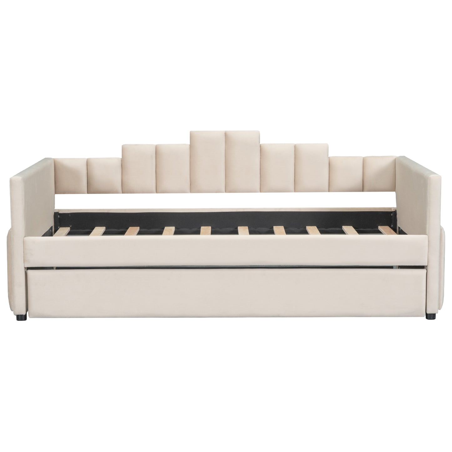 Twin Size Upholstered Daybed with Light and USB Port, Beige