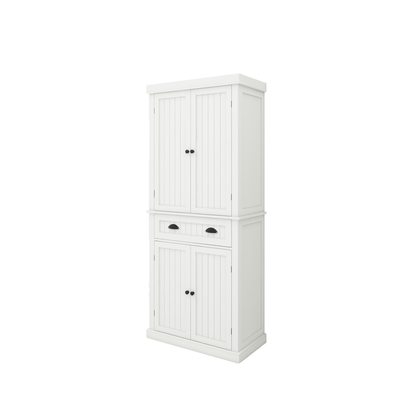 71" Kitchen Pantry Storage Cabinet , with 4 Doors, Drawer, 2 Adjustable Shelves, Freestanding Cupboard for Dining Room Living Room, Laundry-White