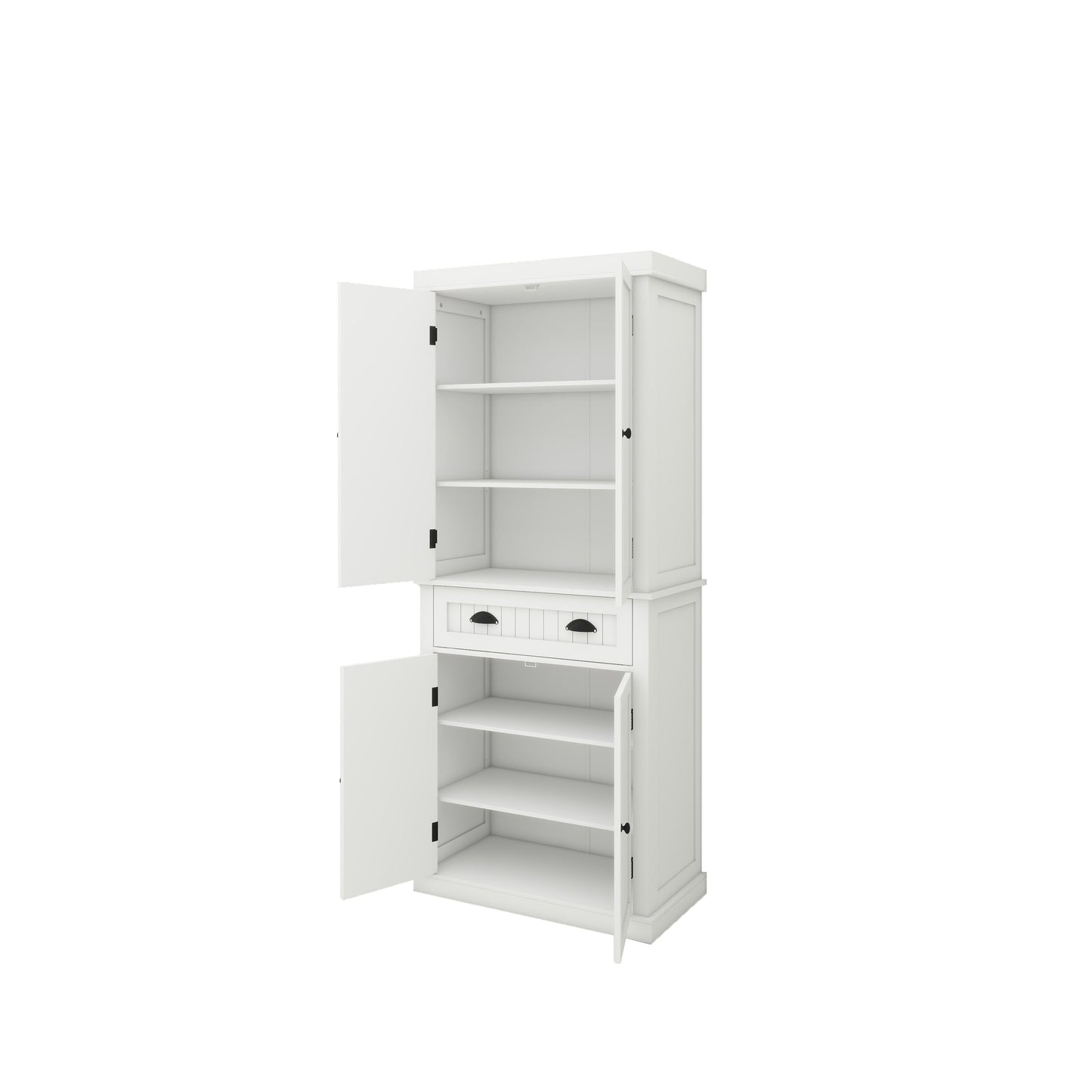 71" Kitchen Pantry Storage Cabinet , with 4 Doors, Drawer, 2 Adjustable Shelves, Freestanding Cupboard for Dining Room Living Room, Laundry-White