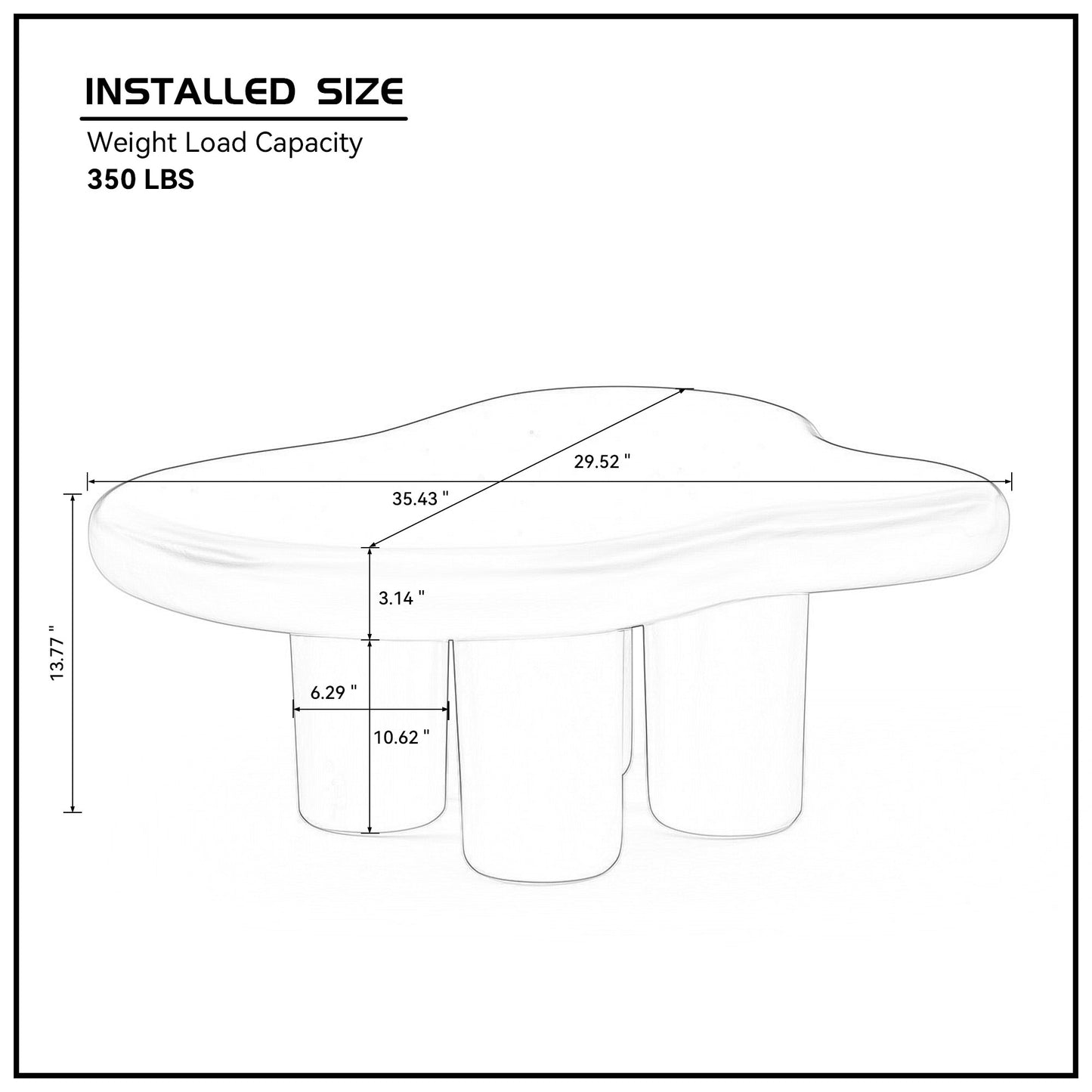 Cute Cloud Coffee Table for Living Room, Black ,35.43inch