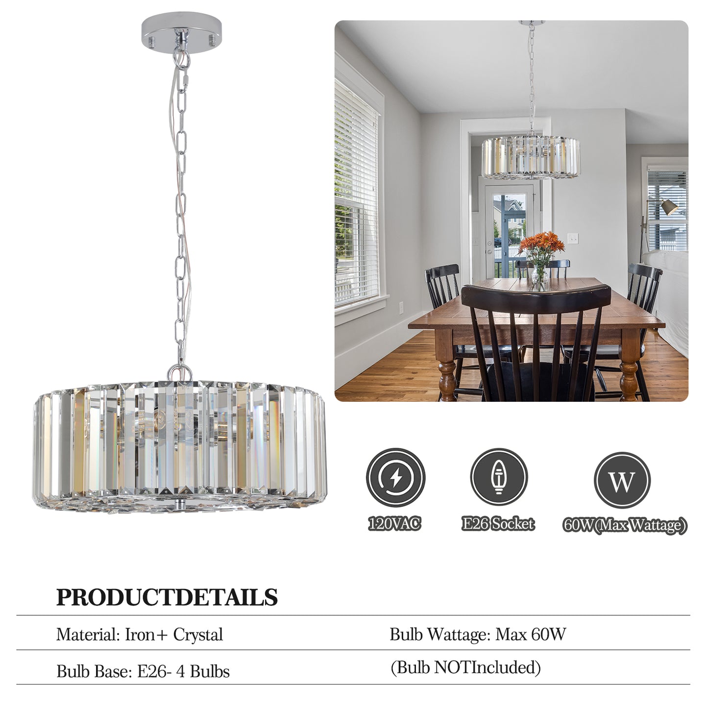 Modern Crystal Chandelier for Living-Room Round Cristal Lamp Luxury Home Decor Light Fixture