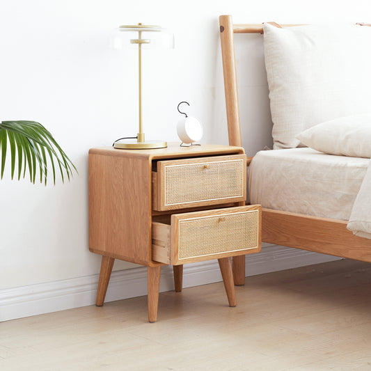 （最后1个）Pure Solid Wood Bedside Cabinet Modern Simple Nightstands North America Oak Bedside Cabinet Nordic Bedroom Solid Oak Storage Cabinet 0.4m