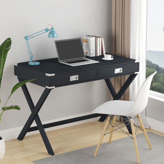 （缺货）Computer Desk with Storage, Solid Wood Desk with Drawers, Modern Study Table for Home Office,Small Writing