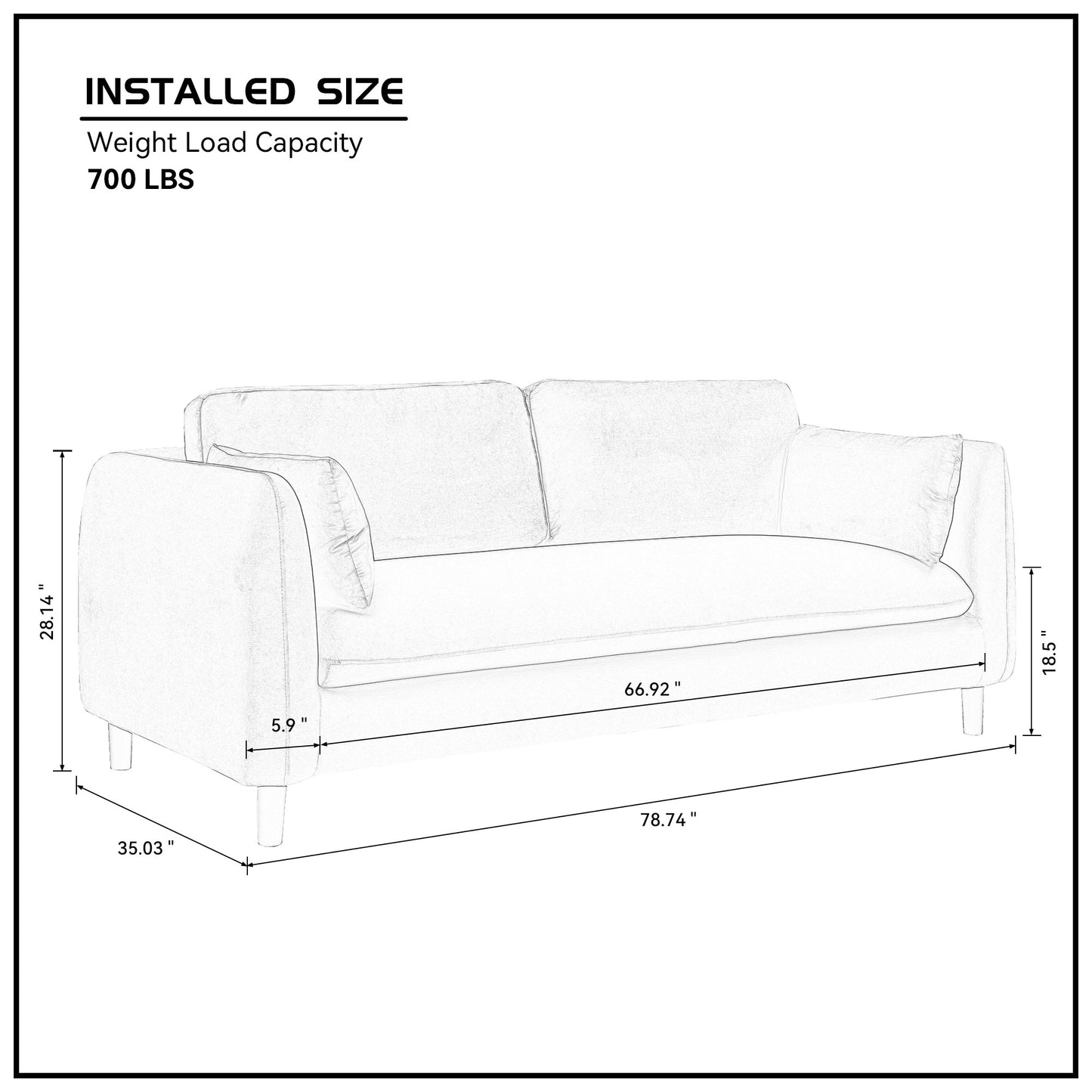 （缺货）78.74inch 2-Seat Upholstered Loveseat Sofa Modern Couch, Luxury Classic for Living Room Bedroom Apartment Office