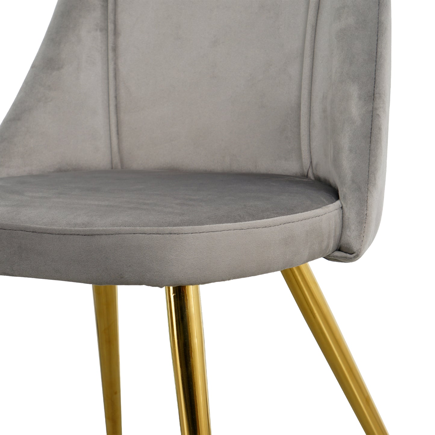 （最后2个库存）Modern simple light luxury dining grey chair home bedroom stool back dressing chair student desk chair gold metal legs(set of 4)