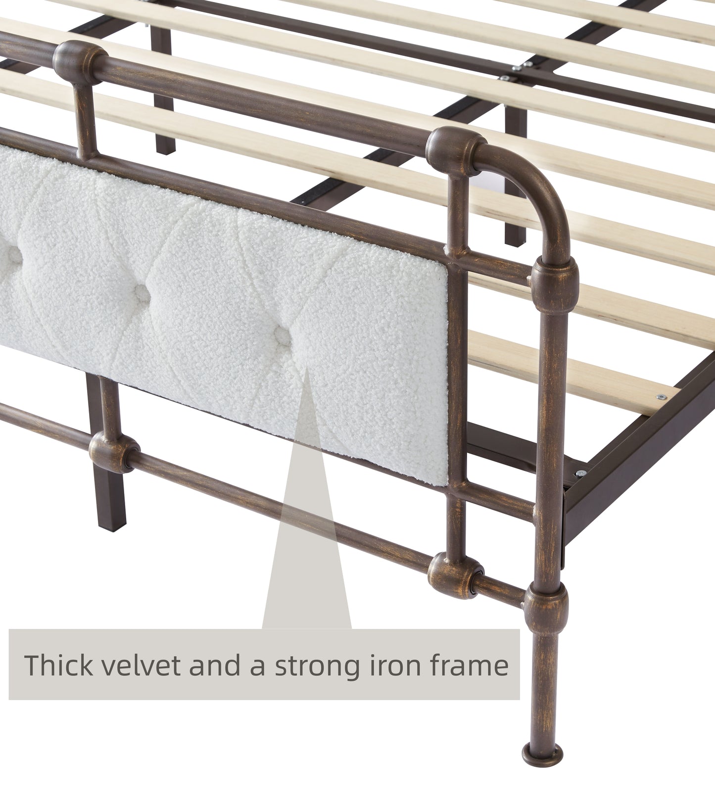 King size High Boad Metal bed with soft head and tail, no spring, easy to assemble, no noise