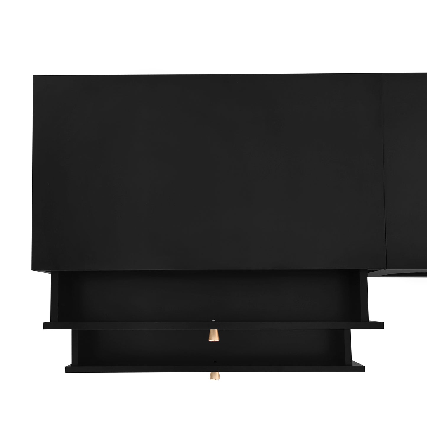 ON-TREND Luxurious TV Stand with Fluted Glass Doors, Elegant and Functional Media Console for TVs Up to 95'', Tempered Glass Shelf TV Cabinet with Multiple Storage Options, Black