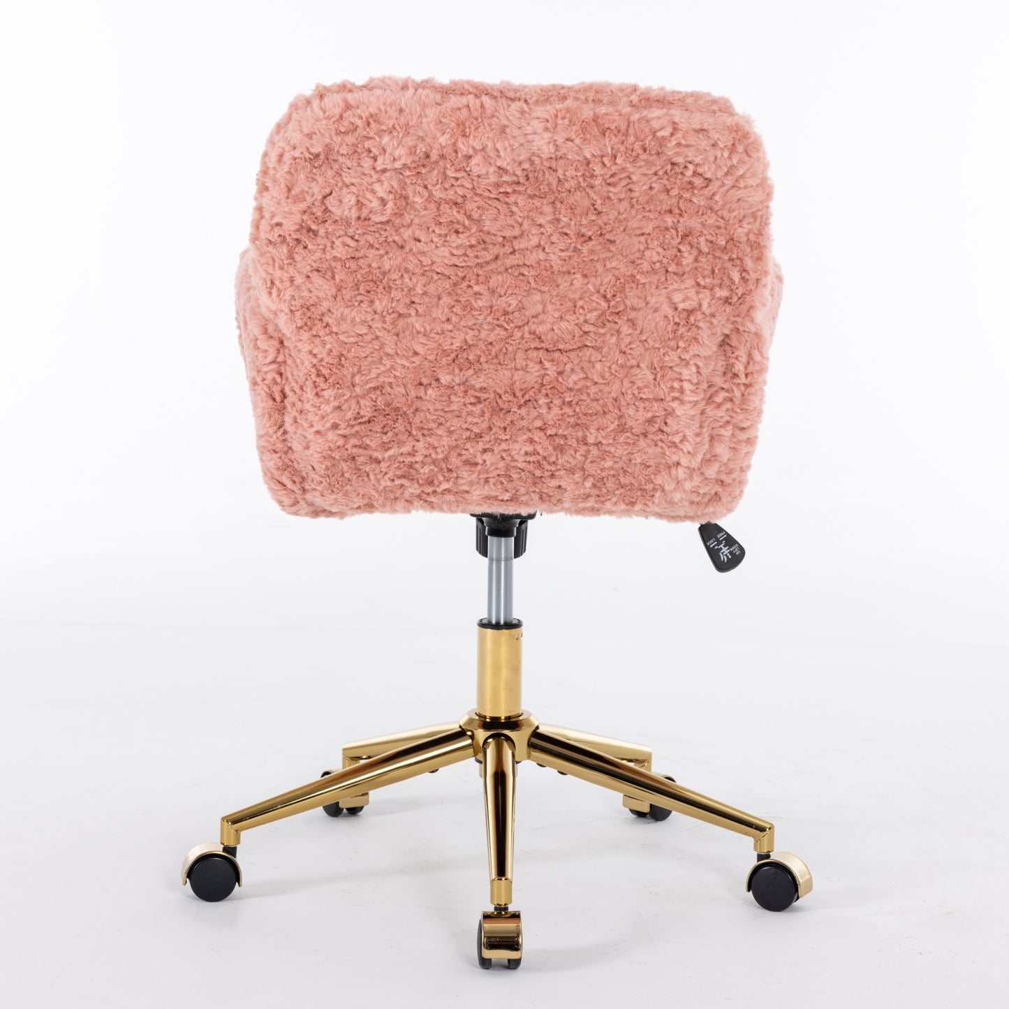 （预计20251.15-1.22到货）A&A Furniture Office Chair,Artificial rabbit hair Home Office Chair with Golden Metal Base,Adjustable Desk Chair Swivel Office Chair,Vanity Chair(Pink)