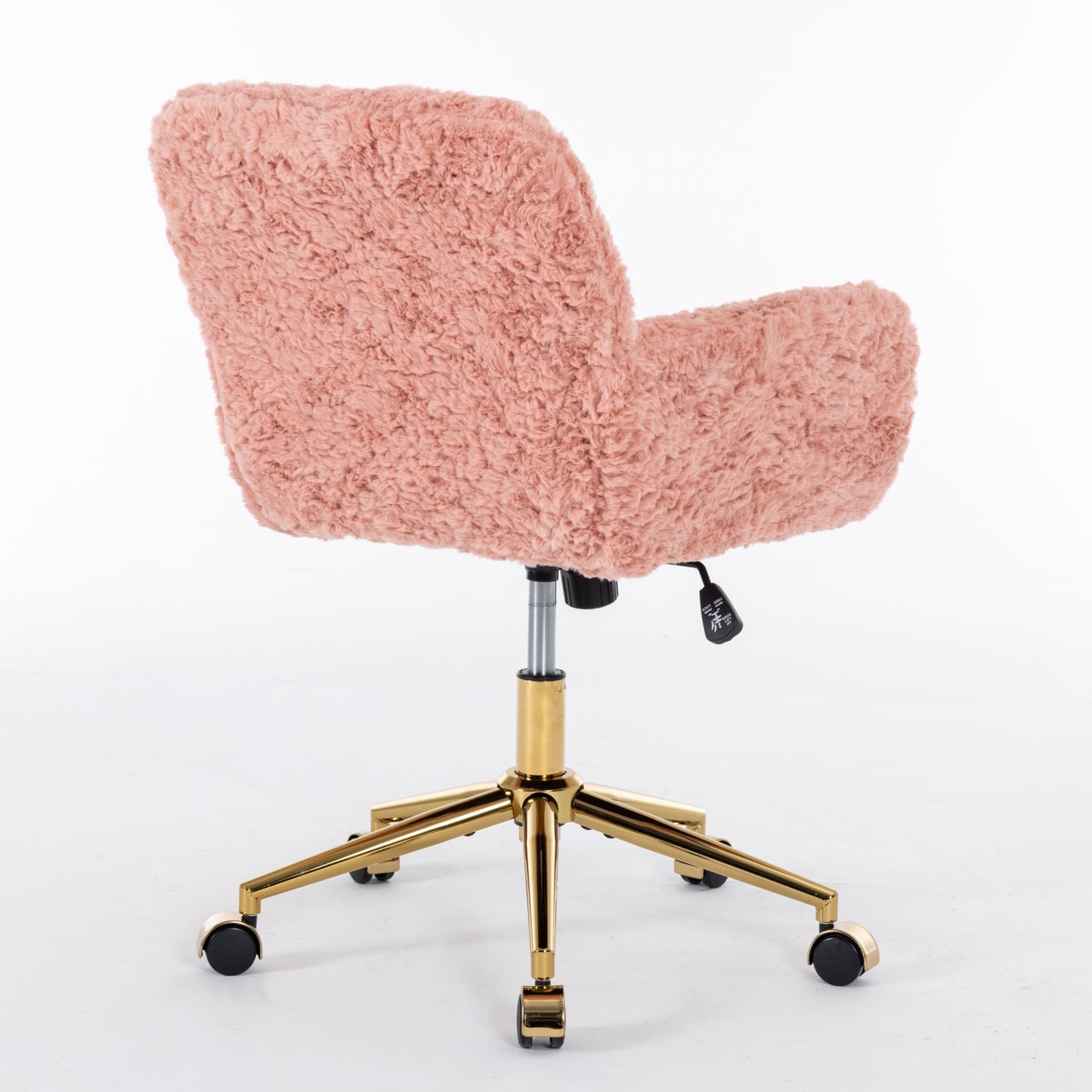 （预计20251.15-1.22到货）A&A Furniture Office Chair,Artificial rabbit hair Home Office Chair with Golden Metal Base,Adjustable Desk Chair Swivel Office Chair,Vanity Chair(Pink)