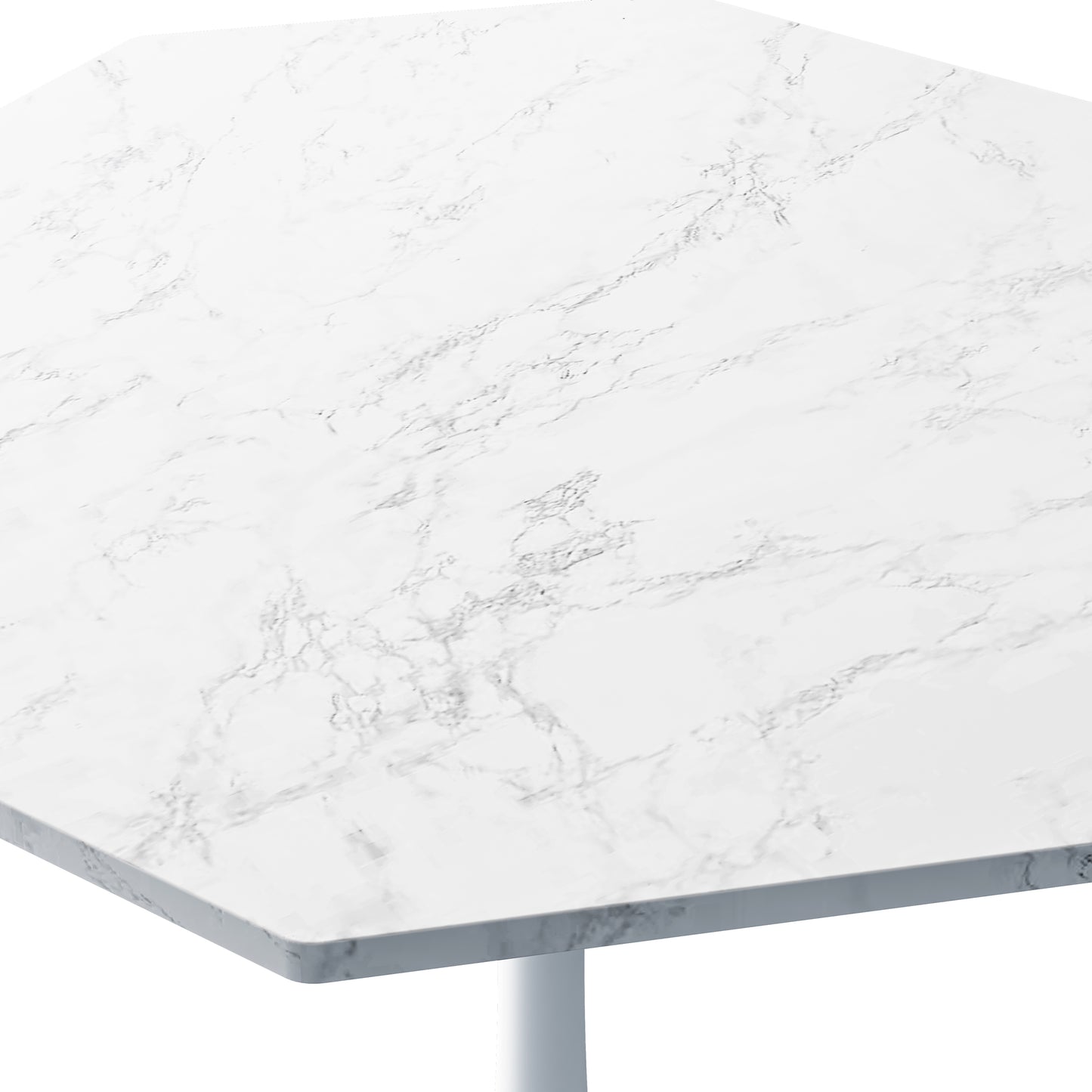 31.50"Modern Octagonal Coffee Table with Printed White Marble Table Top,Metal Base, for Dining Room, Kitchen, Living Room