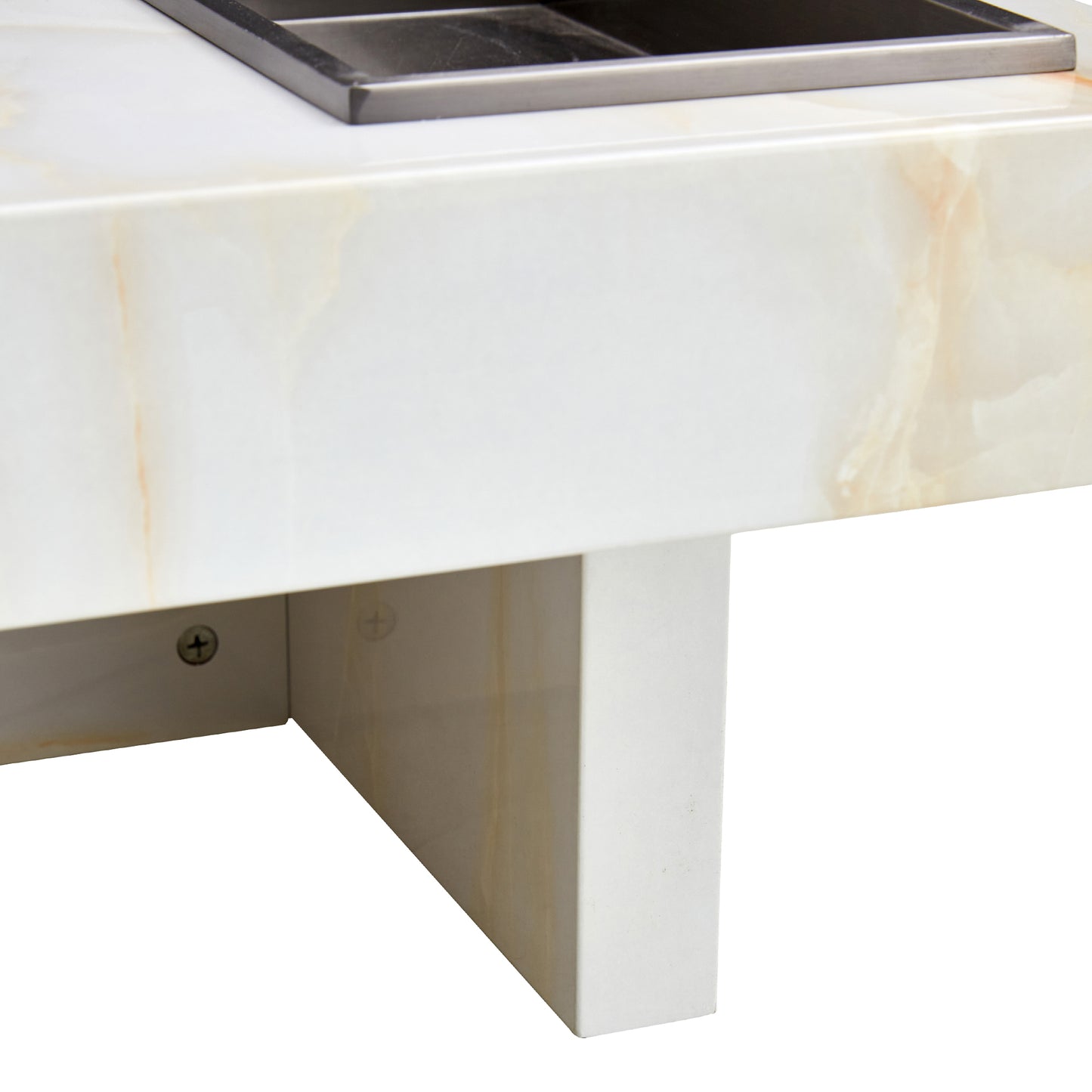 A modern and practical coffee table with imitation marble patterns, made of MDF material. The fusion of elegance and natural fashion 31.4"* 31.4"* 12 "