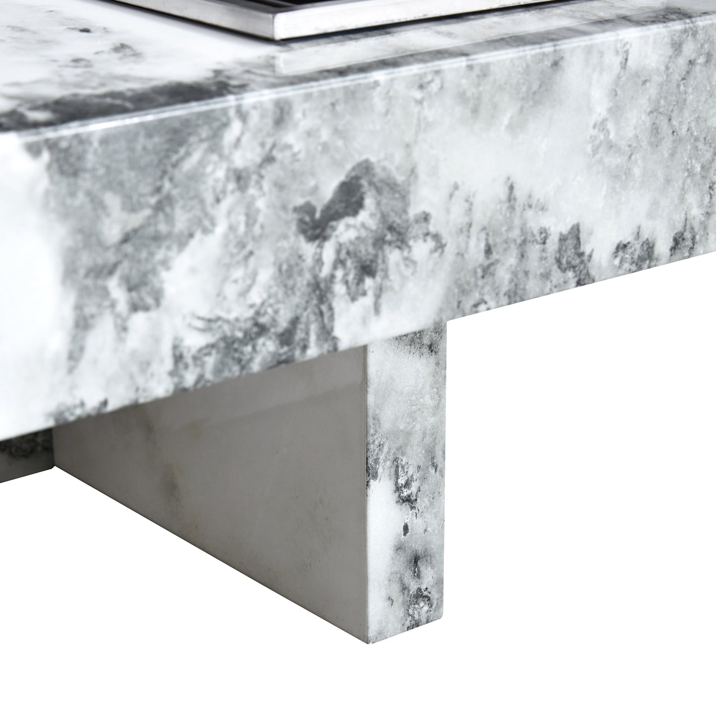 A modern and practical coffee table, black and white in imitation marble pattern, made of MDF material. The fusion of elegance and natural fashion 31.4"* 31.4"* 12 "