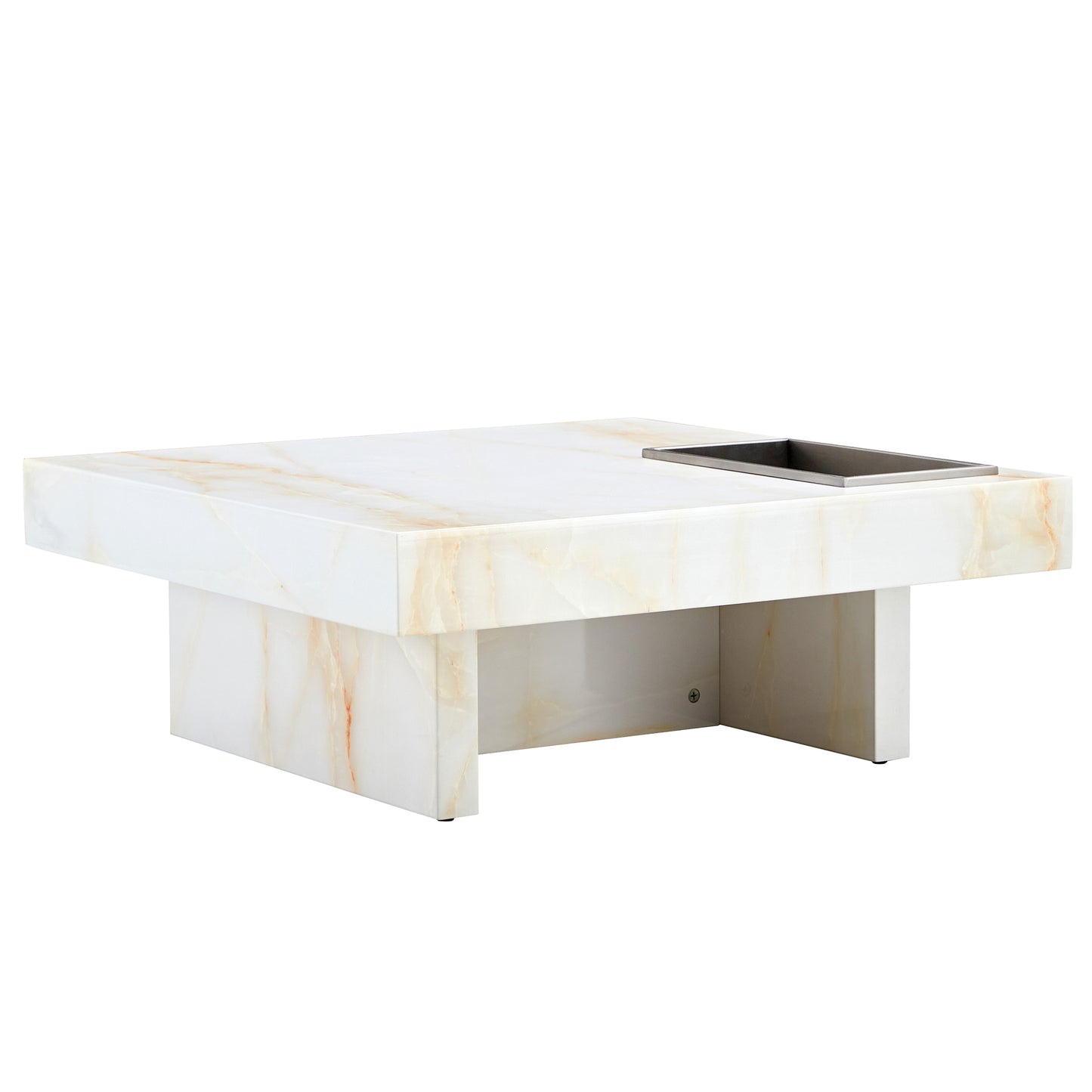 A modern and practical coffee table with imitation marble patterns, made of MDF material. The fusion of elegance and natural fashion 31.4"* 31.4"* 12 "